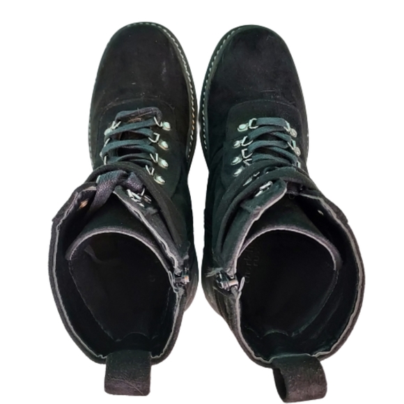 Charlotte Russe canvas combat boots with silver chain, women's size 8, black - Picture 8 of 10